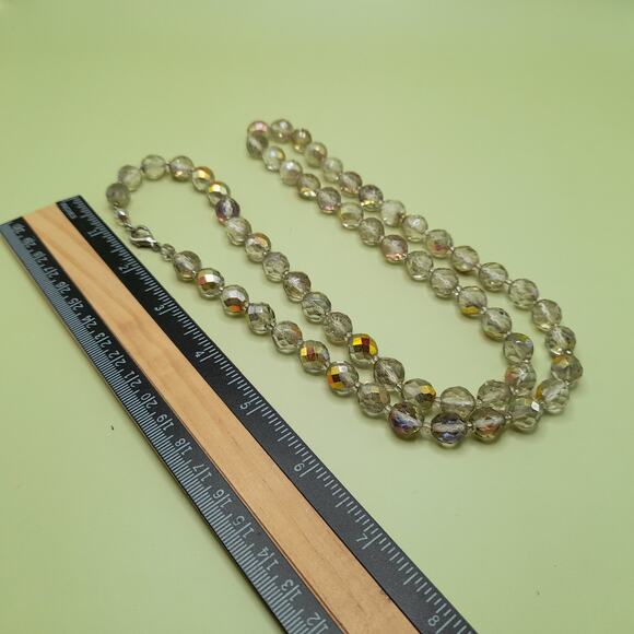Vintage AB Glass Bead Necklace 30\